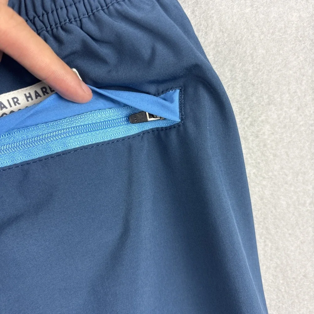 Fair Harbor Swim Trunks Men’s Large 7” Blue Striped Lined Shorts Surf Beach